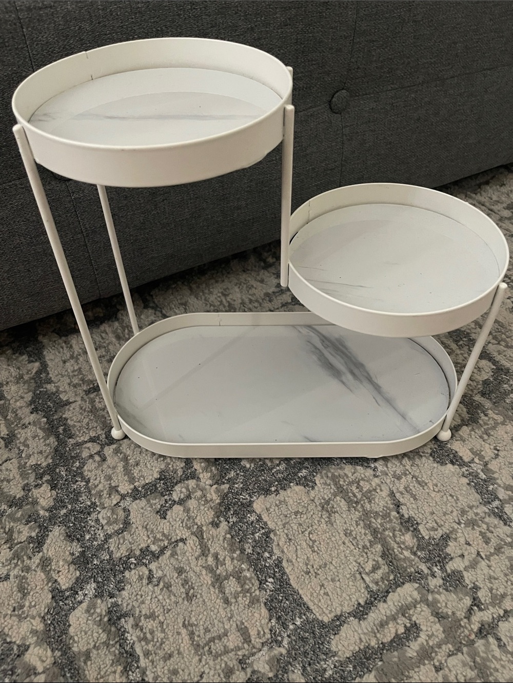 IKEA White Marble-Pattern 3-Tier Vanity Tray Organizer